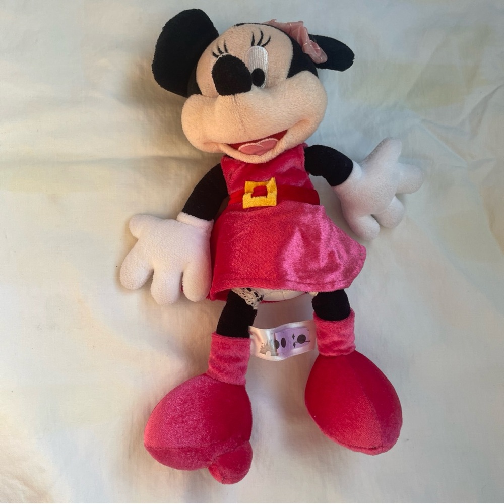 Hong Kong Disneyland Minnie Mouse Plush Doll‎ with Pink Dress 12"